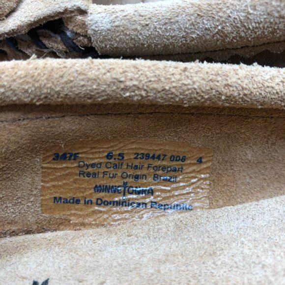 New Minnetonka Moccasins Taupe Light Brown Cheetah Print Size 6.5 Style 347F - Picture 7 of 7